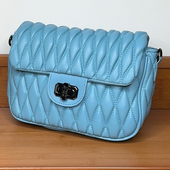 Handbags - 25-35 Badgley Mischka Aqua Blue Quilted Crossbody Bag NWT